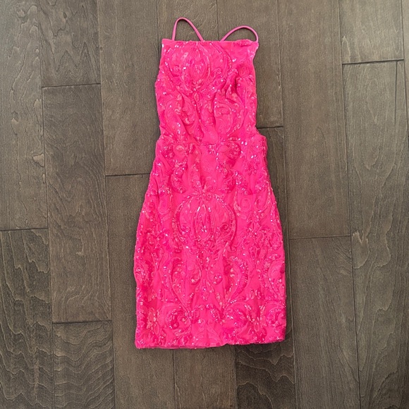 Hot Pink Windsor Sequin Dress - Picture 3 of 5